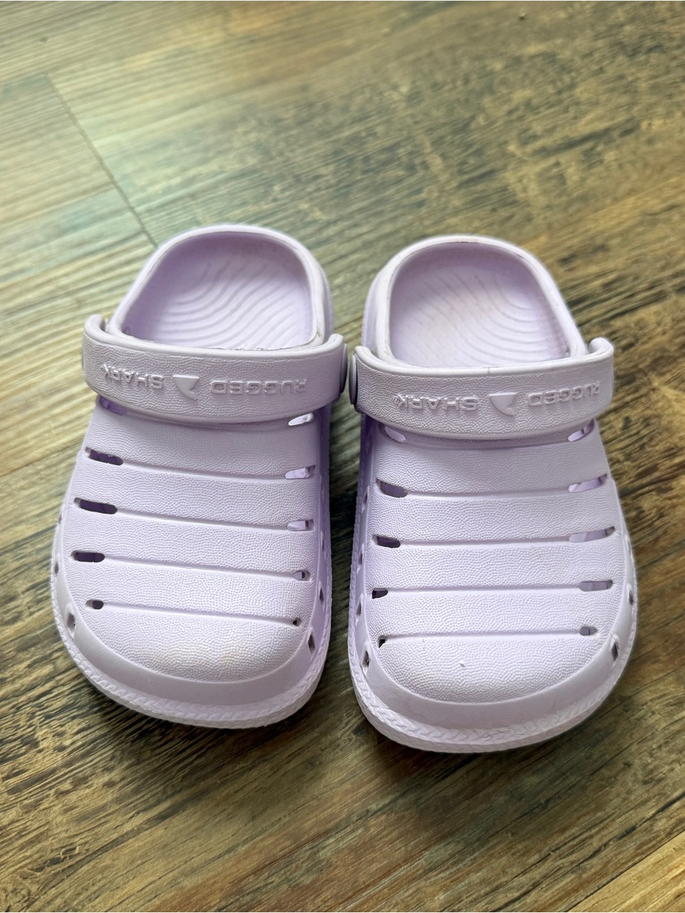Toddler Girls Lavender Rugged Shark Slides - size 6